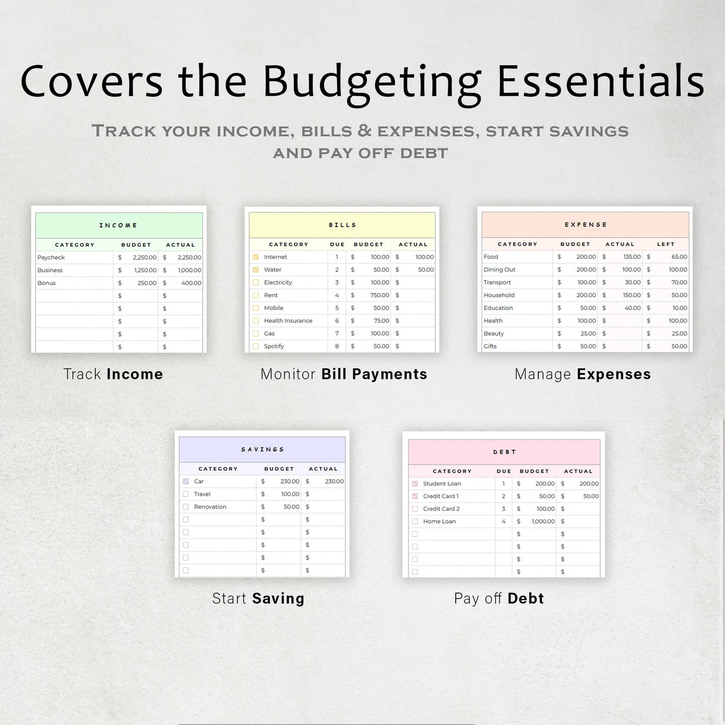 Simple 1-Tab Budget Planner Google Sheets – Track Income, Expenses & Savings Easily